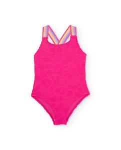Maillot de bain fille en maille avec bretelles croisées  - vertbaudet enfant