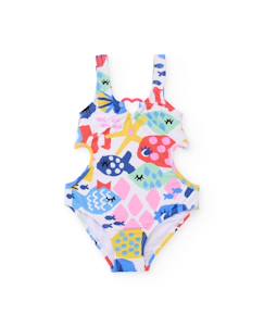 Maillot de bain en maille pour fille avec ouvertures sur les côtés  - vertbaudet enfant