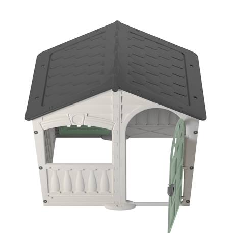 Cabane enfant avec balcon et fenêtres ouvrantes – maisonnette de jardin – dès 18 mois Blanc crème - gris - vert sauge 4 - vertbaudet enfant 