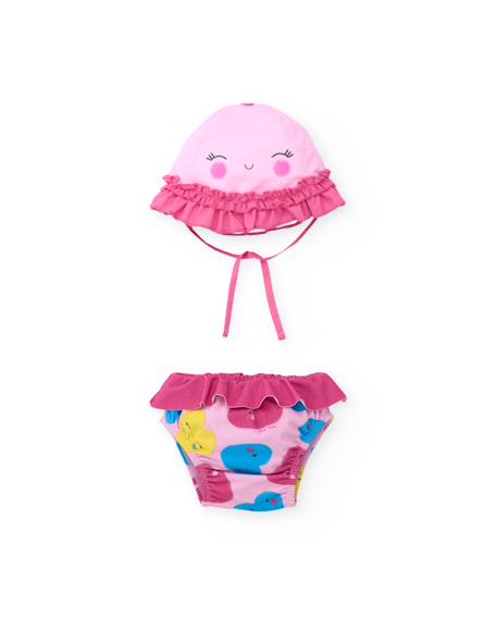 Maillot de bain bébé avec chapeau Rose 1 - vertbaudet enfant 