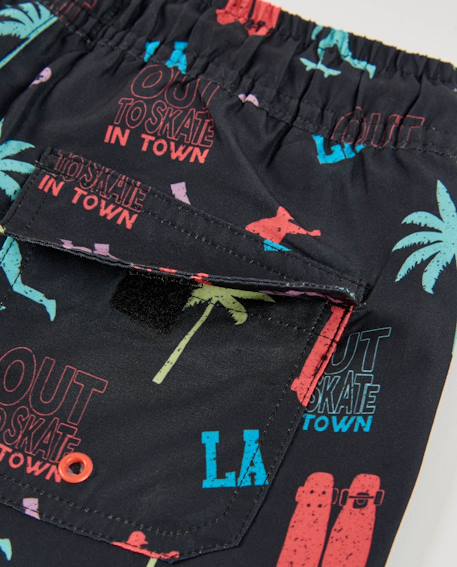 Short de bain garçon en tissu tissé avec motifs skate Noir 4 - vertbaudet enfant 