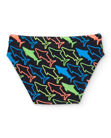 Maillot de bain garçon en maille avec cordon de serrage réglable Noir 2 - vertbaudet enfant 