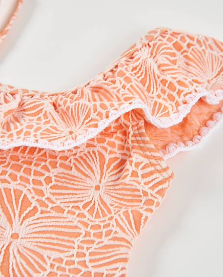 Maillot de bain fille en maille au design asymétrique Orange 3 - vertbaudet enfant 