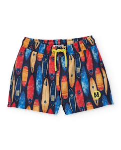-Short de bain garçon en tissu tissé avec planches de surf
