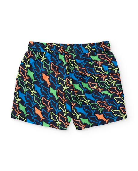 Maillot de bain pour garçon en tissu chaîne et trame avec imprimé requins Gris 2 - vertbaudet enfant 