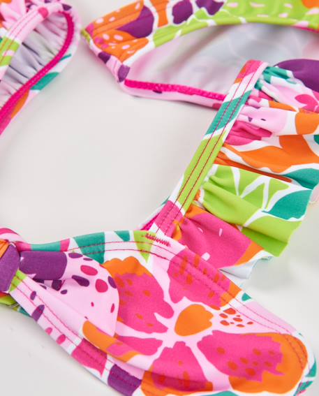 Bikini fille en maille avec volants sur les bretelles Rose 4 - vertbaudet enfant 