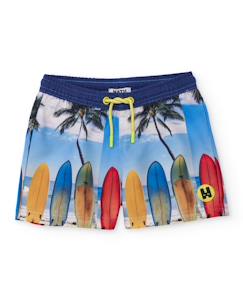 -Short de bain garçon en tissu tissé avec planches de surf