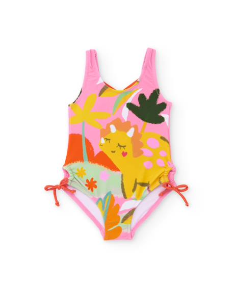 Maillot de bain fille en maille avec nœuds sur les côtés Rose 1 - vertbaudet enfant 