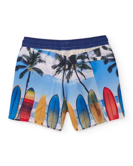 Short de bain garçon en tissu tissé avec planches de surf Bleu 2 - vertbaudet enfant 