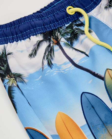 Short de bain garçon en tissu tissé avec planches de surf Bleu 3 - vertbaudet enfant 