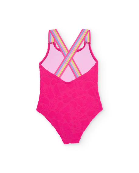 Maillot de bain fille en maille avec bretelles croisées Rose 2 - vertbaudet enfant 