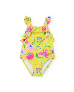 Maillot de bain fille en maille avec volants aux bretelles  - vertbaudet enfant