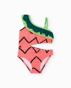Maillot de bain fille en maille avec volant asymétrique  - vertbaudet enfant