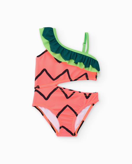 Bébé-Maillot de bain fille en maille avec volant asymétrique