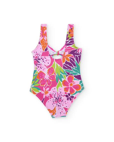 Maillot de bain fille en maille avec nœud décoratif Rose 3 - vertbaudet enfant 