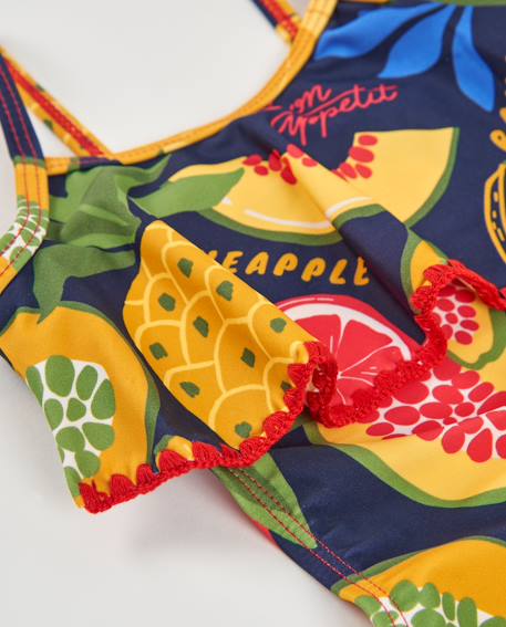 Maillot de bain fille en maille avec volant frontal Jaune 3 - vertbaudet enfant 