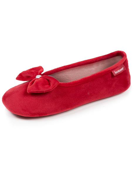 Chaussons ballerines microvelours semelle ultra souple mousse à mémoire forme Noir+Pois gris+Rouge 18 - vertbaudet enfant 