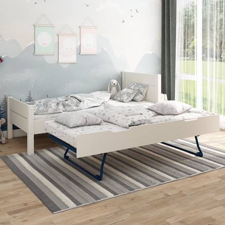 Tiroir lit gigogne façade pin massif  achille Blanc 5 - vertbaudet enfant 