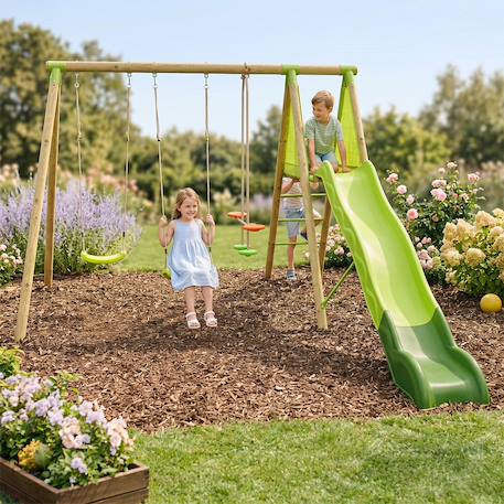 Portique balançoire en bois 2,30m yaki Bois 6 - vertbaudet enfant 
