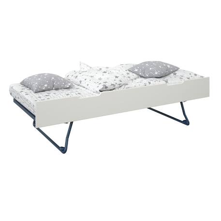 Tiroir lit gigogne façade pin massif  achille Blanc 1 - vertbaudet enfant 