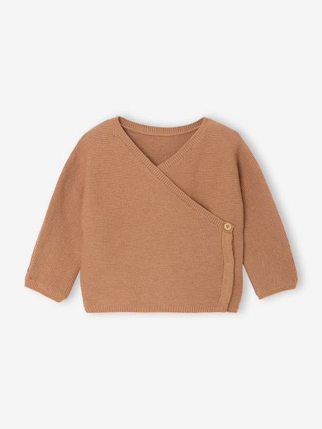 Brassière bébé naissance tricot point mousse coton et laine beige chiné+blanc+cappuccino+rose pâle+vert sauge 10 - vertbaudet enfant 