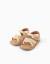 Sandales en cuir avec brides tressées et maintien du talon Beige clair 2 - vertbaudet enfant 