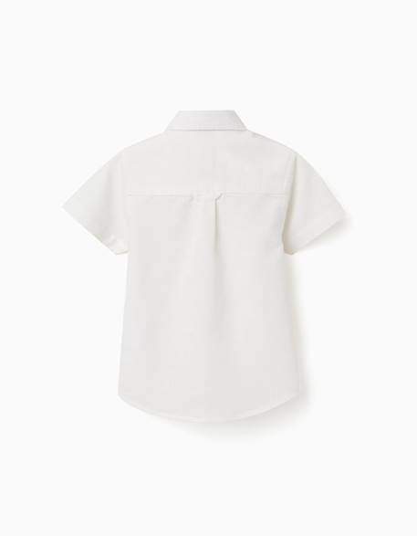 Chemise à manches courtes en lin et coton Blanc+Bleu clair 2 - vertbaudet enfant 