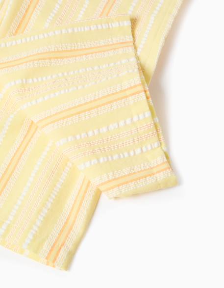Pantalon à jambe large en coton à rayures Jaune clair 4 - vertbaudet enfant 
