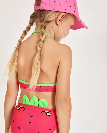 Bikini fille en maille avec petites feuilles en relief Rouge 2 - vertbaudet enfant 