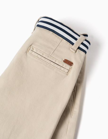 Short chino en sergé avec bande à rayures Beige clair+Bleu foncé 4 - vertbaudet enfant 