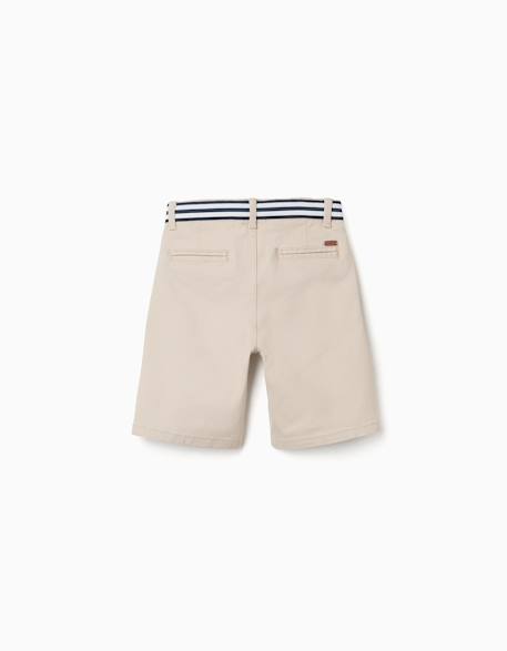 Short chino en sergé avec bande à rayures Beige clair+Bleu foncé 2 - vertbaudet enfant 