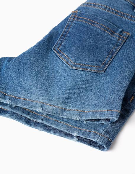 Short en jean ajusté avec cinq poches Bleu+Bleu clair 4 - vertbaudet enfant 