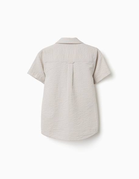 Chemise à manches courtes en coton et à rayures Beige clair 2 - vertbaudet enfant 