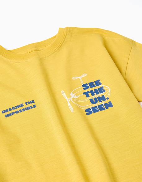 T-shirt en coton avec imprimé see the unseen Jaune foncé 3 - vertbaudet enfant 