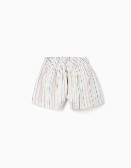 Short en coton à rayures ethniques b&s Blanc 1 - vertbaudet enfant 