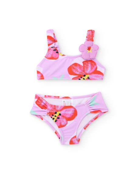 Bikini fille en maille avec application de fleur Rose 1 - vertbaudet enfant 