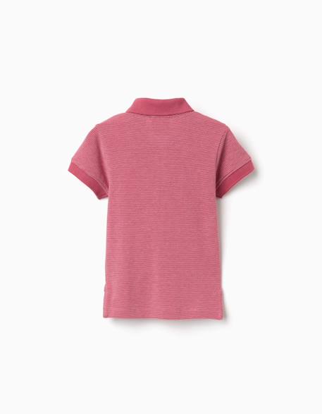 Polo en piqué de coton avec pois en jacquard Rose foncé 2 - vertbaudet enfant 