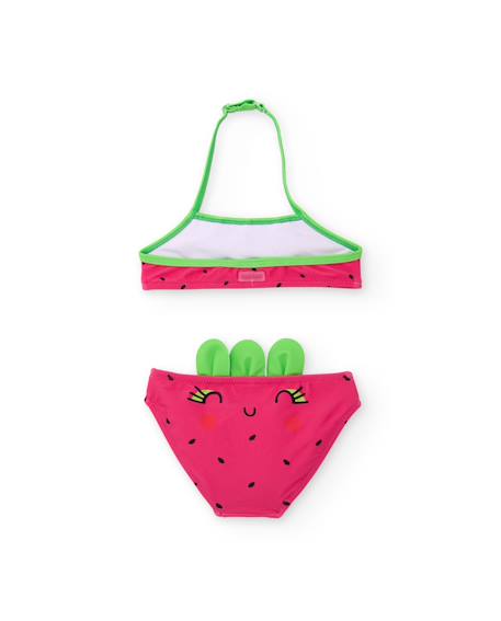 Bikini fille en maille avec petites feuilles en relief Rouge 4 - vertbaudet enfant 