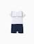 Combishort en coton piqué avec mickey Bleu foncé 2 - vertbaudet enfant 
