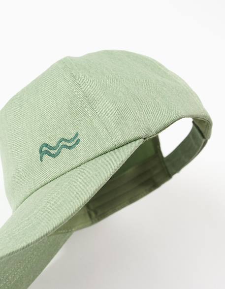 Casquette en sergé de coton avec vagues brodées Vert clair 3 - vertbaudet enfant 