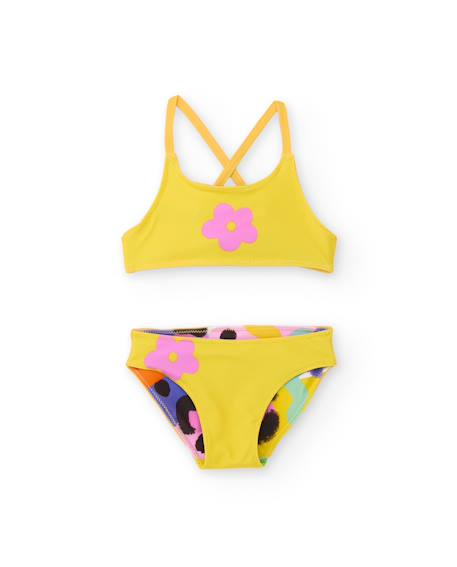 Bikini pour fille en maille avec motif abstrait Jaune 6 - vertbaudet enfant 