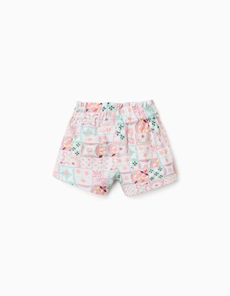Short en coton avec motif mosaïque Blanc 2 - vertbaudet enfant 