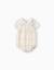 Body en coton + barboteuse à carreaux b&s Blanc 2 - vertbaudet enfant 