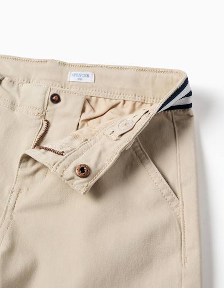 Short chino en sergé avec bande à rayures Beige clair+Bleu foncé 3 - vertbaudet enfant 