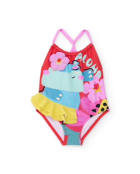 Fille-Maillot de bain-Maillot une pièce-Maillot de bain fille en maille avec double volant