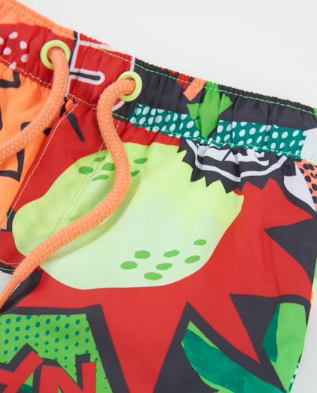 Short de bain garçon en tissu chaîne et trame à séchage rapide Vert 3 - vertbaudet enfant 