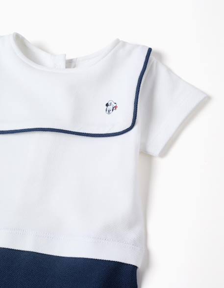 Combishort en coton piqué avec mickey Bleu foncé 3 - vertbaudet enfant 