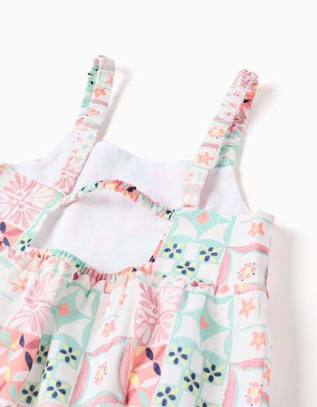 Robe à bretelles en coton avec motif mosaïque Blanc 3 - vertbaudet enfant 