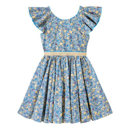 Robe cérémonie  fleurie  et  à volants  angel Bleu foncé or 3 - vertbaudet enfant 