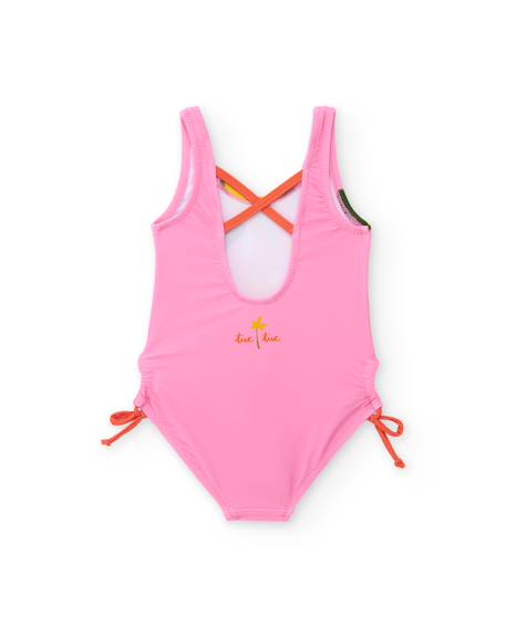 Maillot de bain fille en maille avec nœuds sur les côtés Rose 2 - vertbaudet enfant 